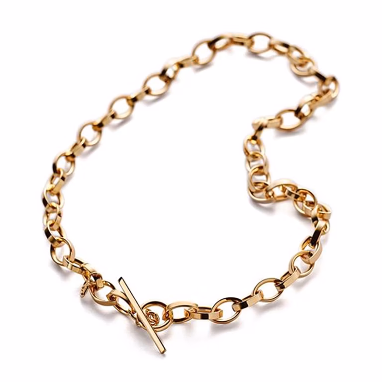 JO'ANS Omsmältning. Halvrund ankar halsband T-lås 50 gram 18 karat.